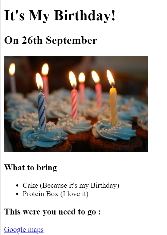 Birthday Invitation Screenshot